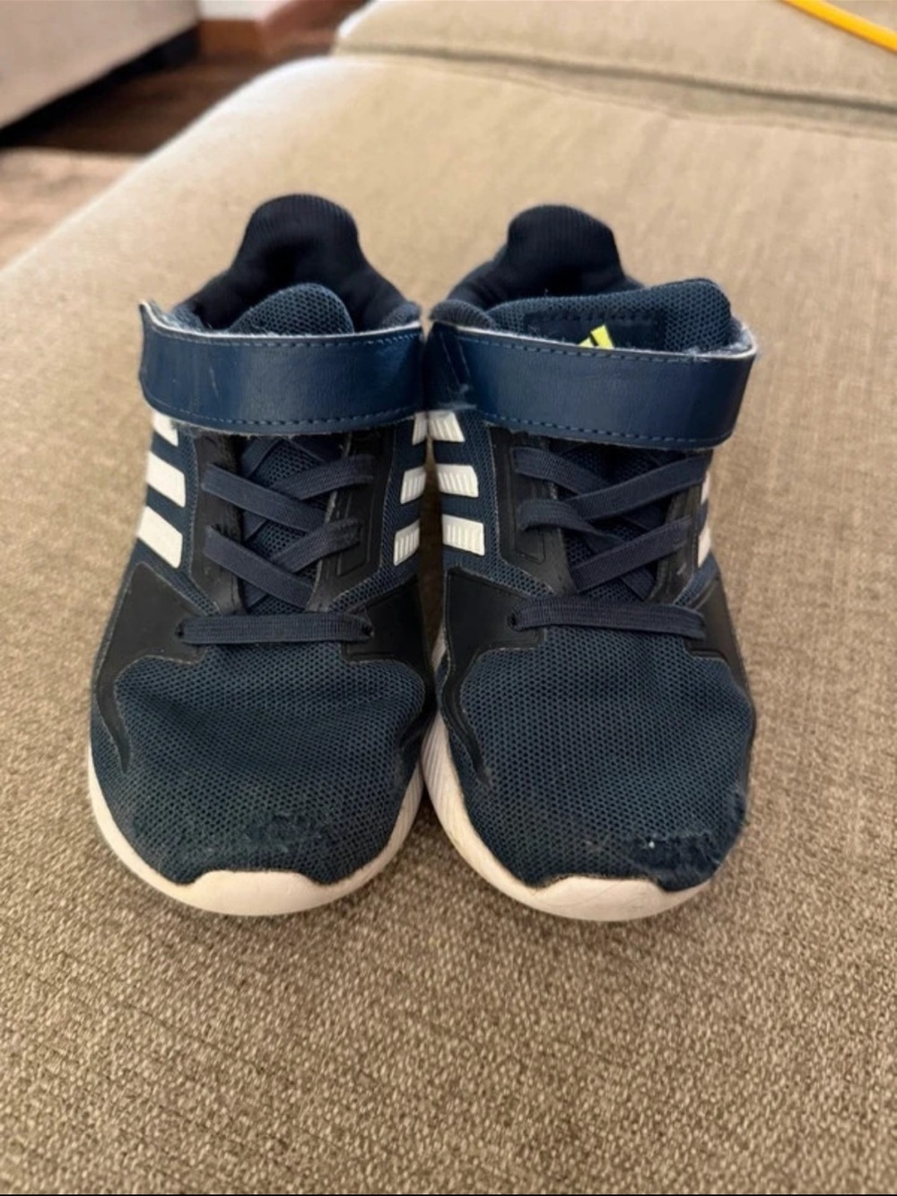 adidas Navy and White Kids Athletic Sneakers with Velcro Strap